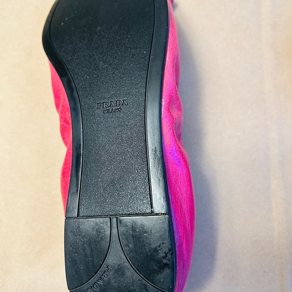 Prada Fuchsia Leather Ballerina Flats - Picture 4 of 13
